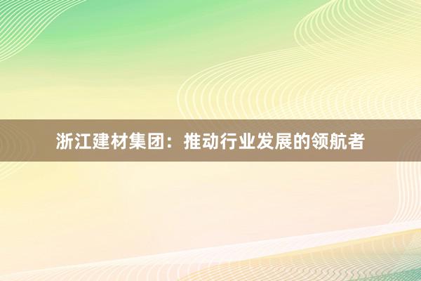 浙江建材集团：推动行业发展的领航者