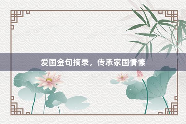 爱国金句摘录，传承家国情愫